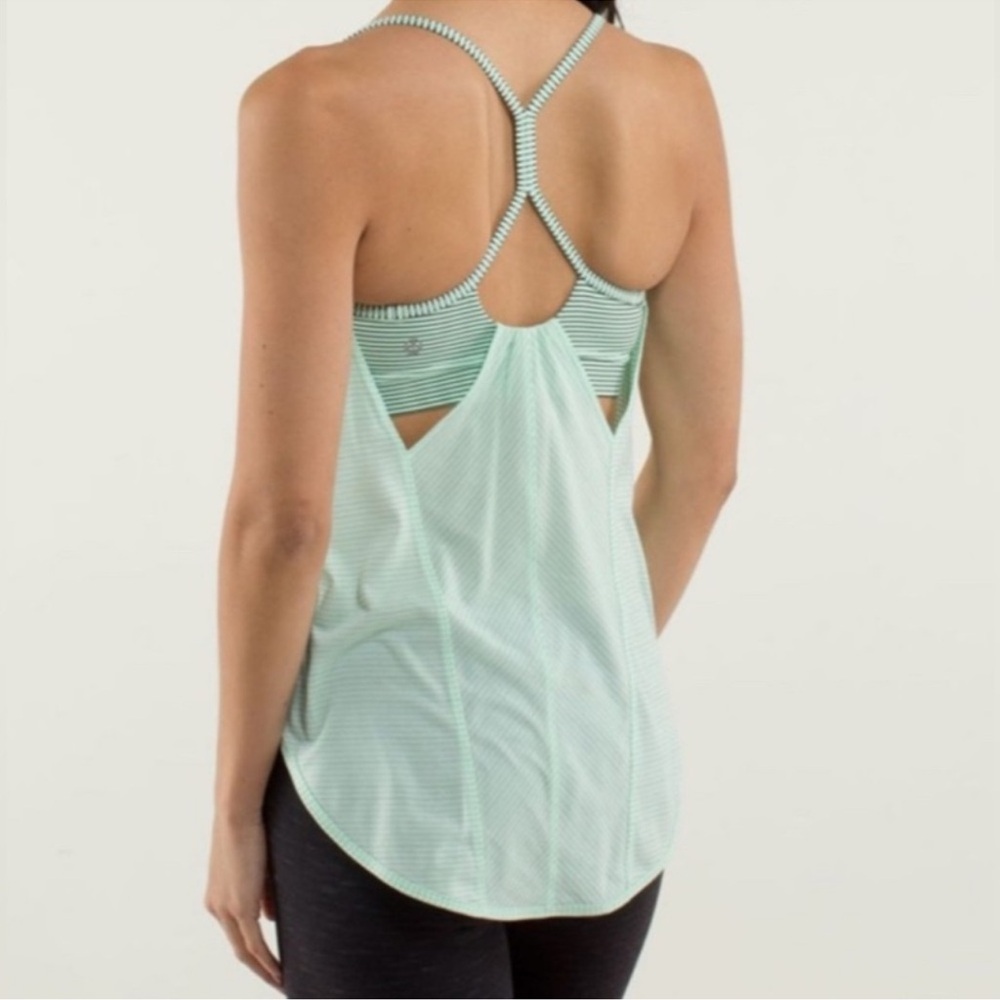 Lululemon Roll Out Tank Heathered Fresh Teal/Mini Hyper Stripe Fresh Teal 4